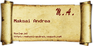Maksai Andrea névjegykártya